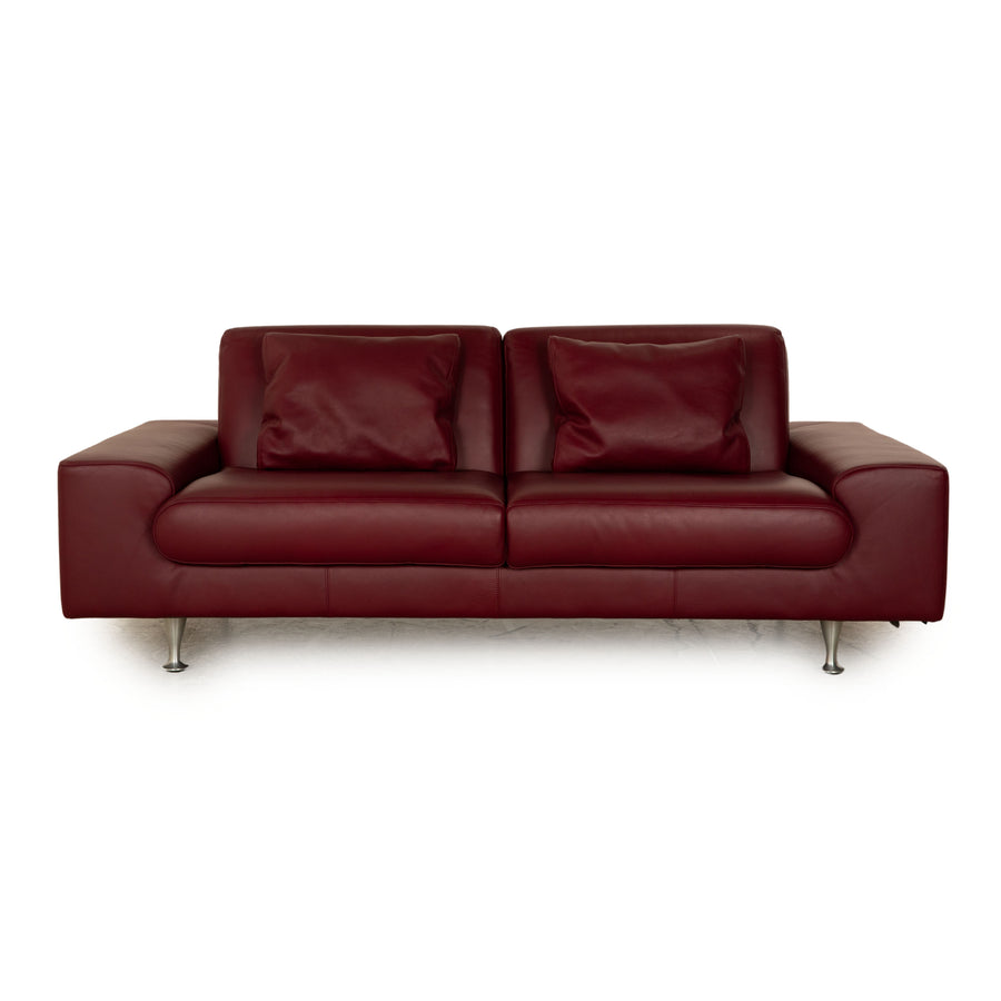 Laauser Leather Two Seater Red Wine Red Sofa Couch