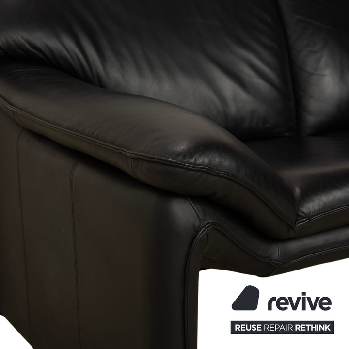 Canapé deux places en cuir noir Laauser