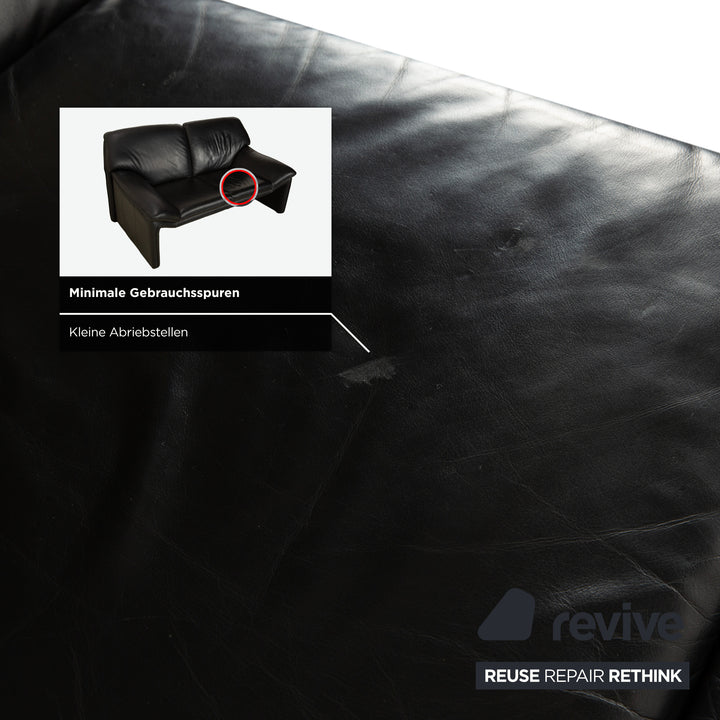 Canapé deux places en cuir noir Laauser