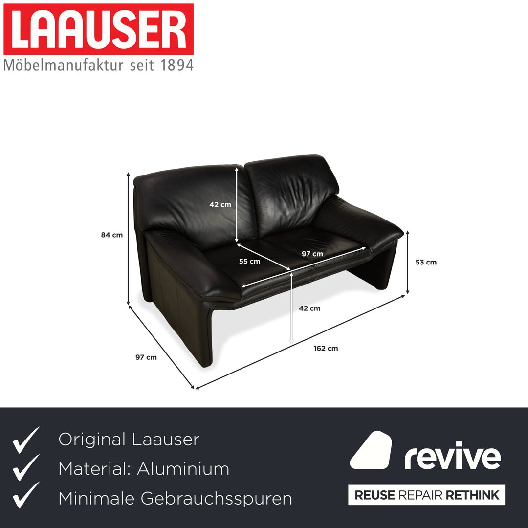Canapé deux places en cuir noir Laauser