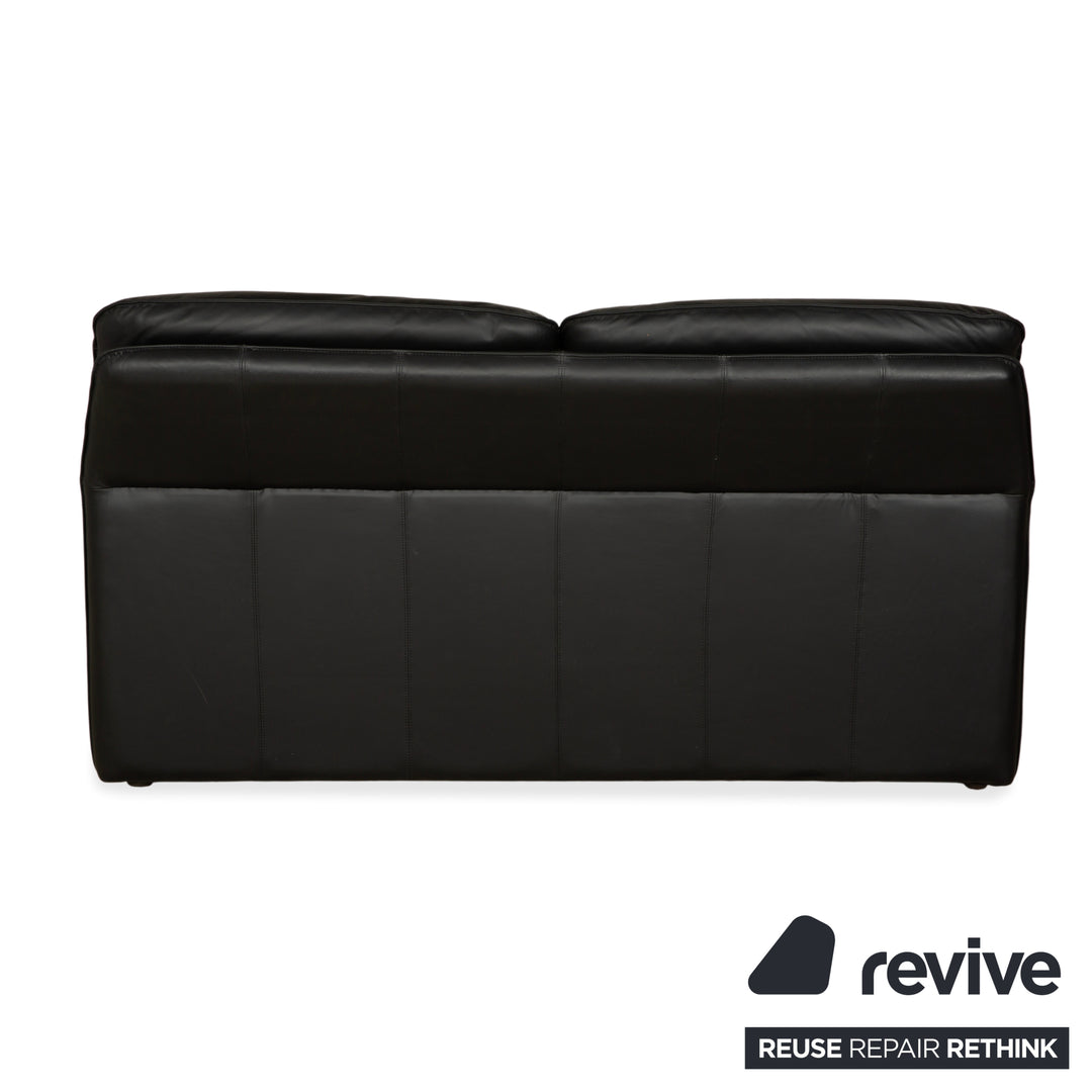 Canapé deux places en cuir noir Laauser