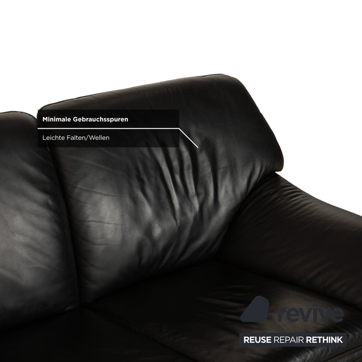 Canapé deux places en cuir noir Laauser