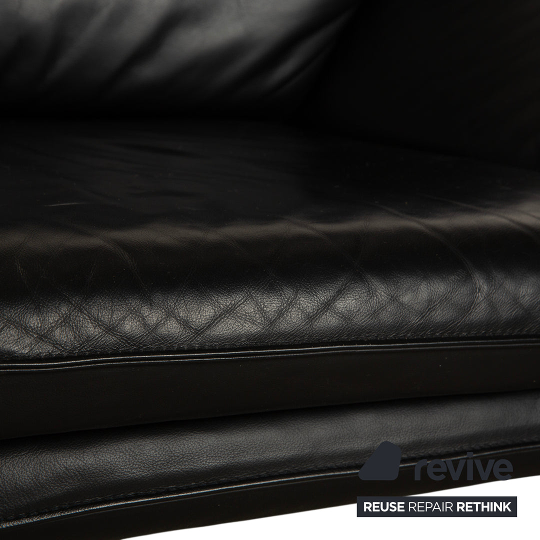 Canapé deux places en cuir noir Laauser