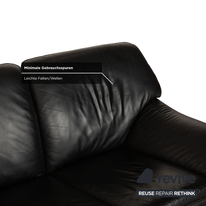 Fauteuil deux places en cuir Laauser, canapé noir