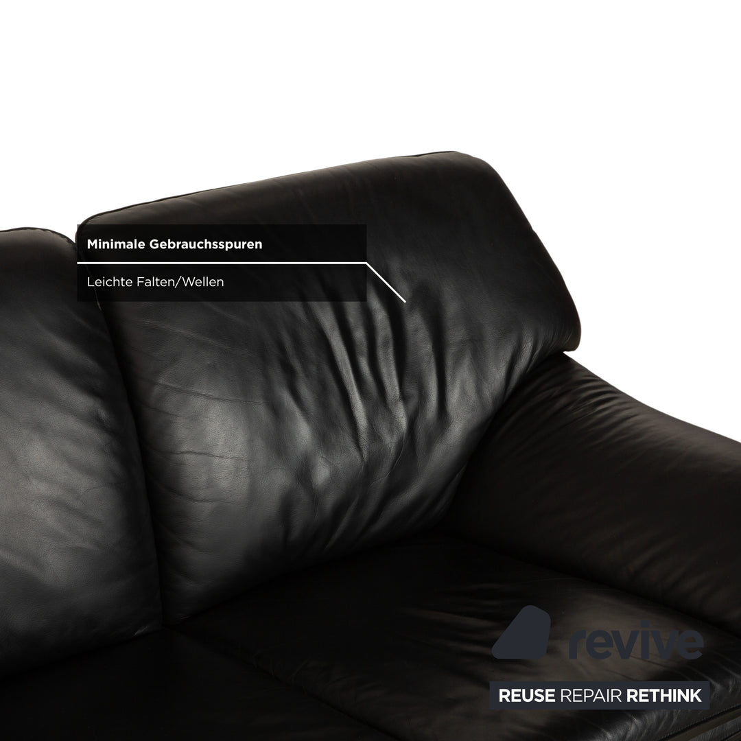 Fauteuil deux places en cuir Laauser, canapé noir