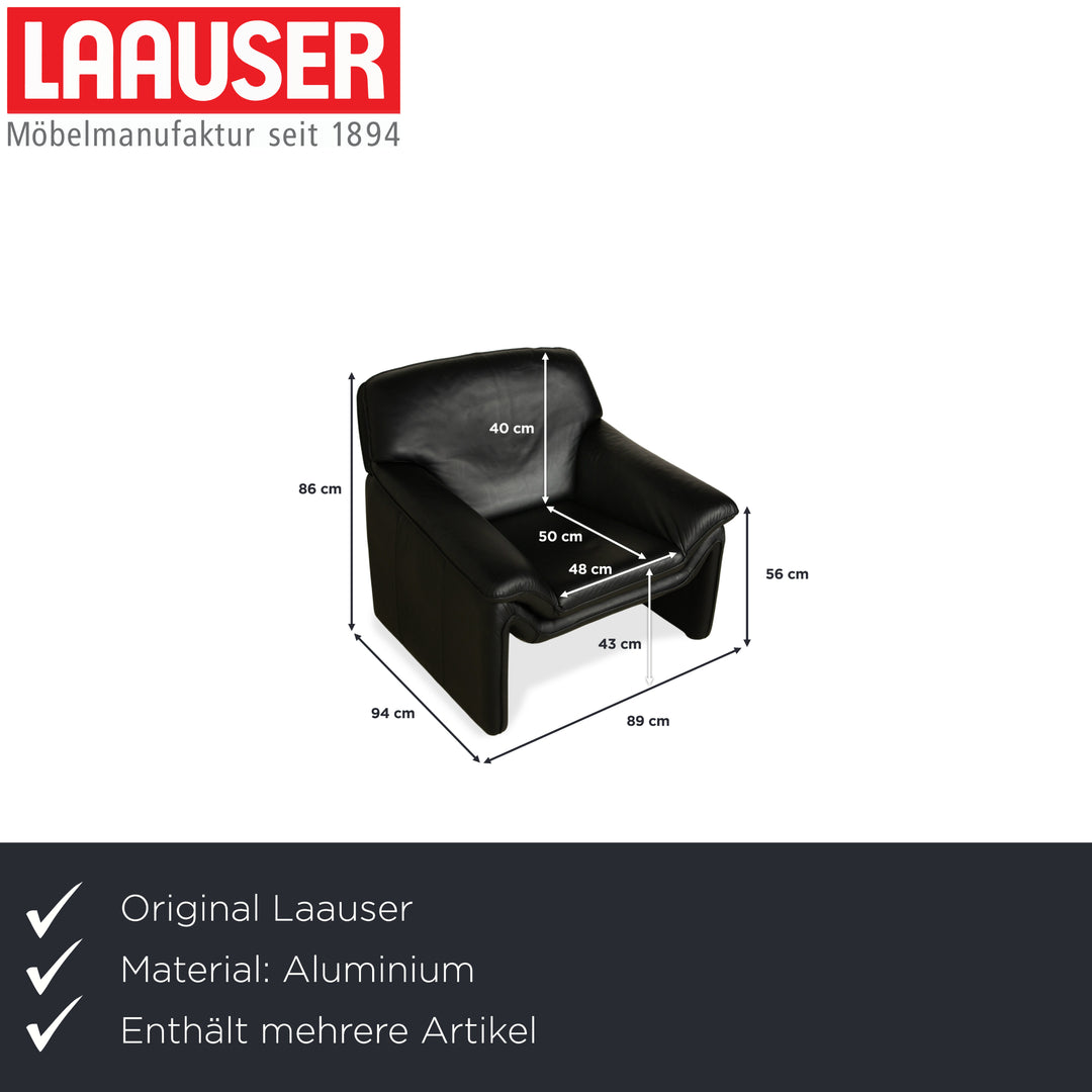 Fauteuil deux places en cuir Laauser, canapé noir