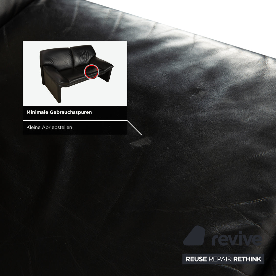 Fauteuil deux places en cuir Laauser, canapé noir