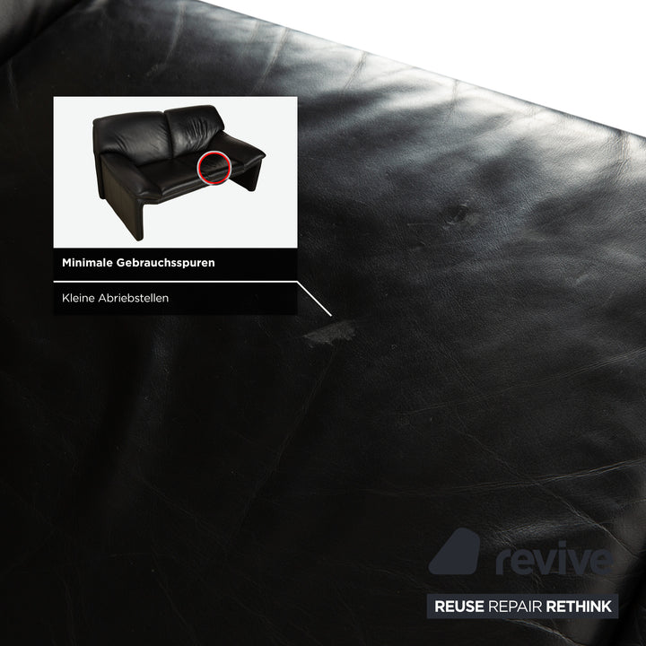 Fauteuil deux places en cuir Laauser, canapé noir