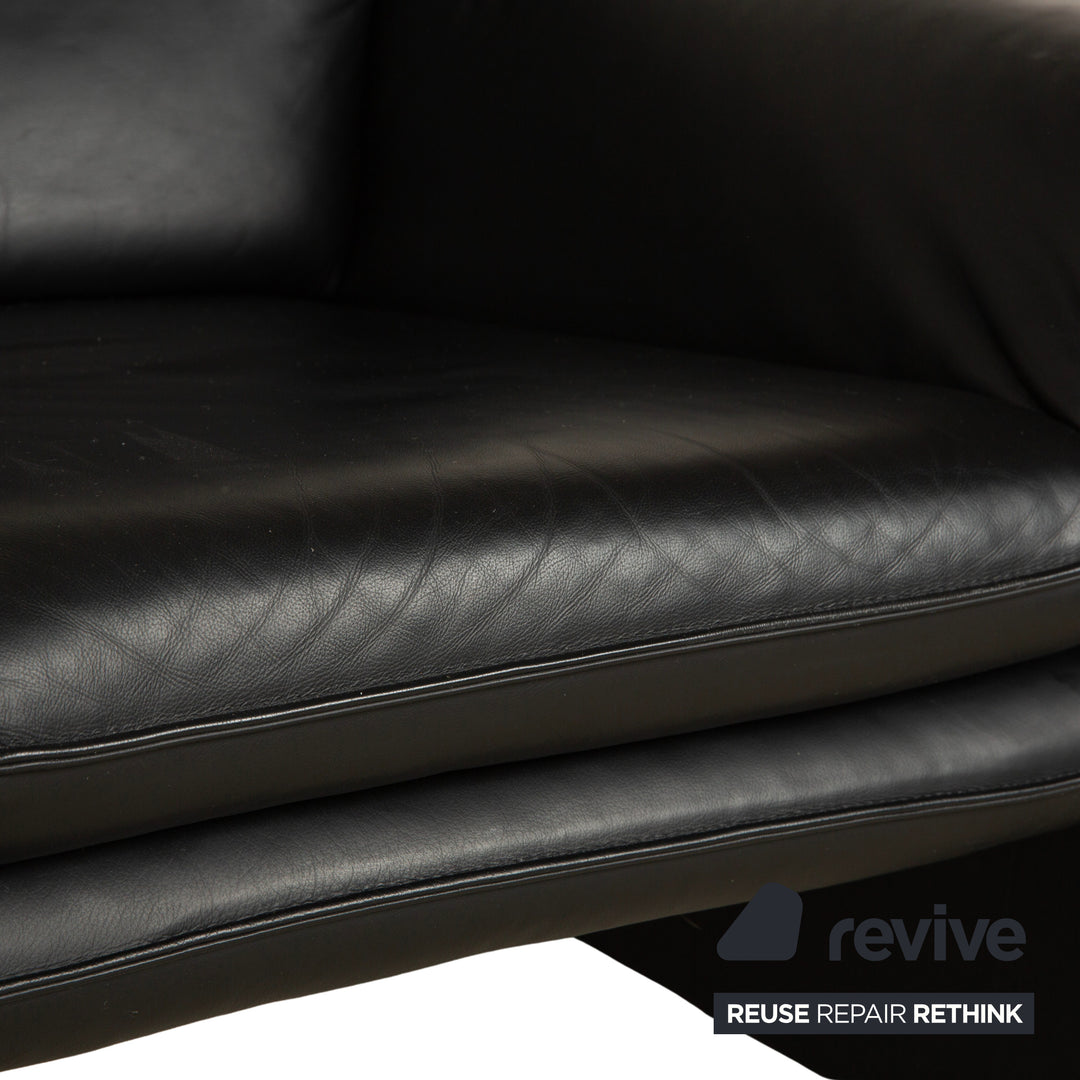 Fauteuil deux places en cuir Laauser, canapé noir