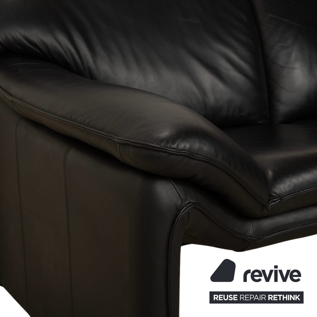 Fauteuil deux places en cuir Laauser, canapé noir