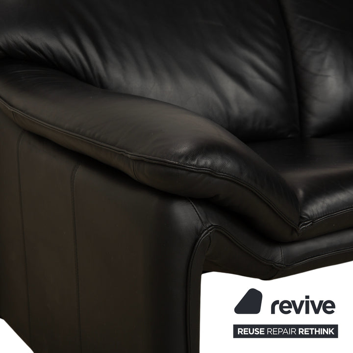 Fauteuil deux places en cuir Laauser, canapé noir