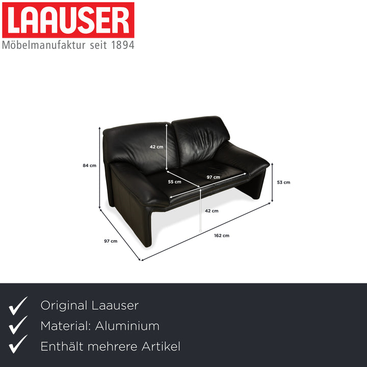 Fauteuil deux places en cuir Laauser, canapé noir