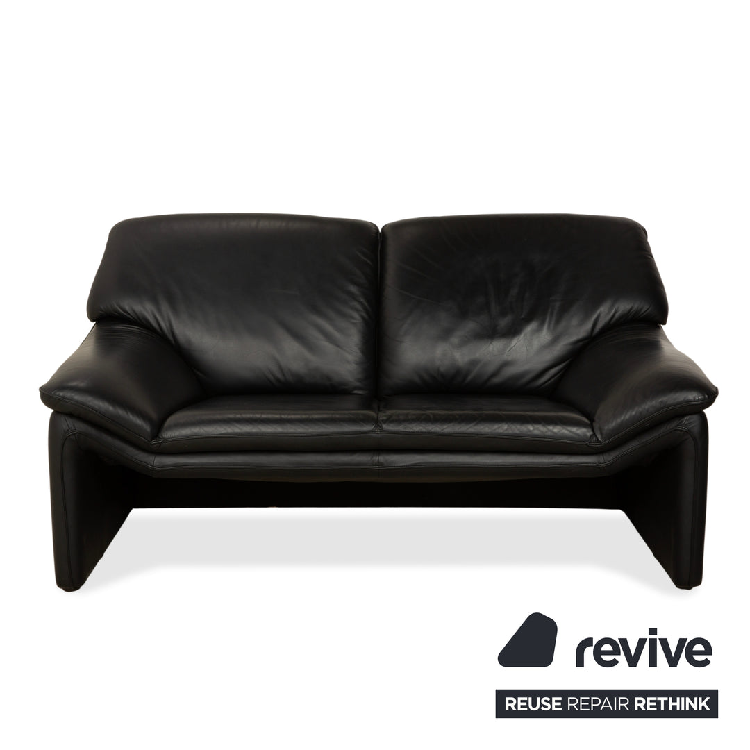 Fauteuil deux places en cuir Laauser, canapé noir