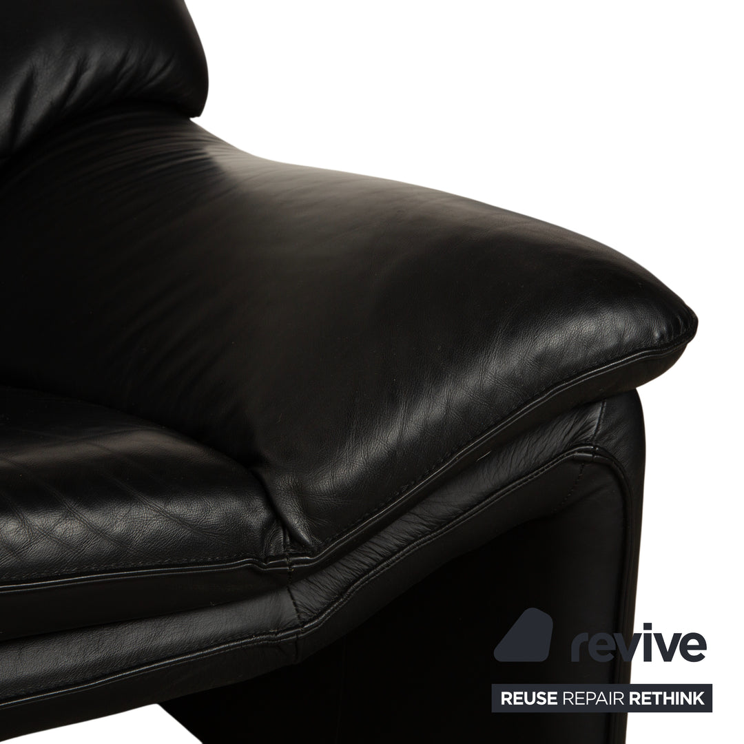 Fauteuil deux places en cuir Laauser, canapé noir