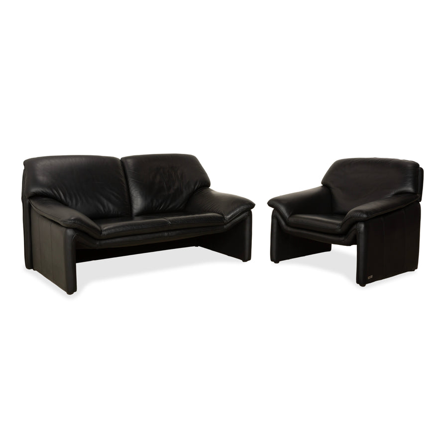 Laauser Leder Zweisitzer Sessel Schwarz Sofa Couch