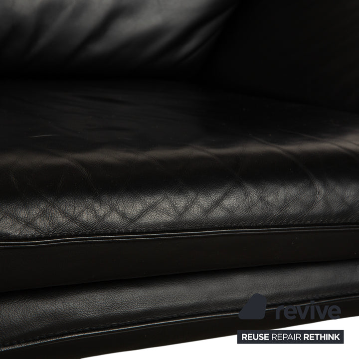 Fauteuil deux places en cuir Laauser, canapé noir