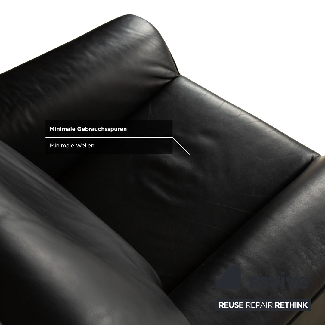 Fauteuil deux places en cuir Laauser, canapé noir