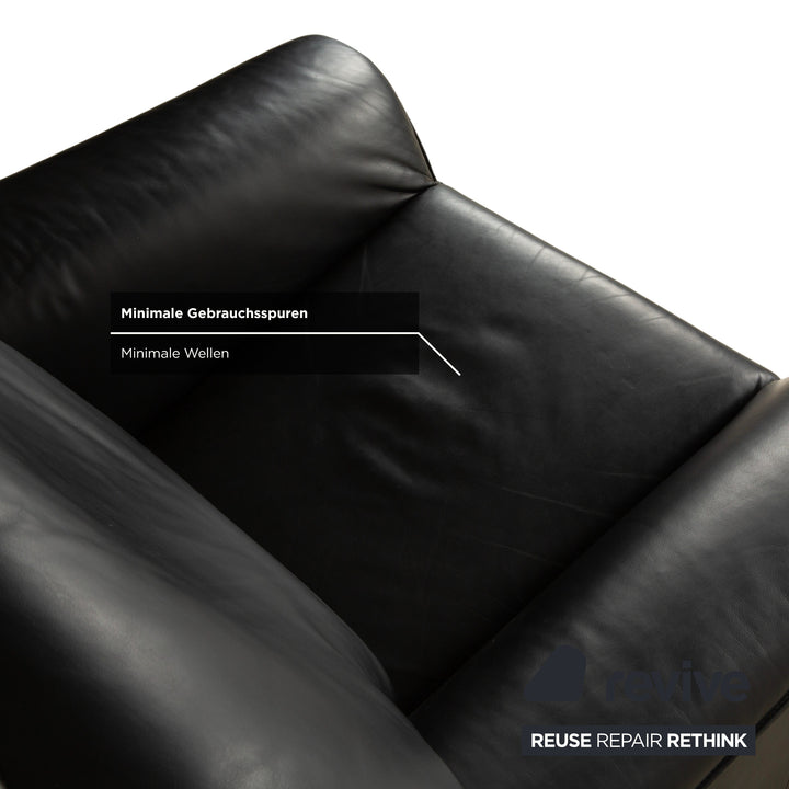 Fauteuil deux places en cuir Laauser, canapé noir