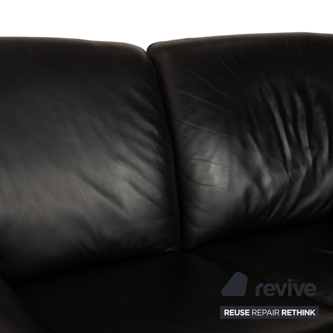 Fauteuil deux places en cuir Laauser, canapé noir