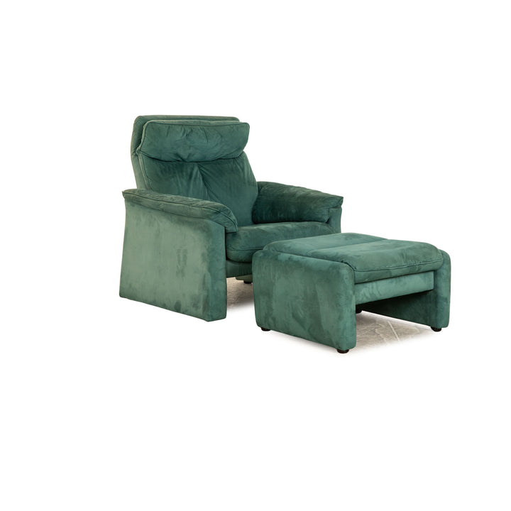 Laauser Motion Stoff Sessel Garnitur Türkis Grün Sessel Hocker manuelle Funktion Relaxfunktion