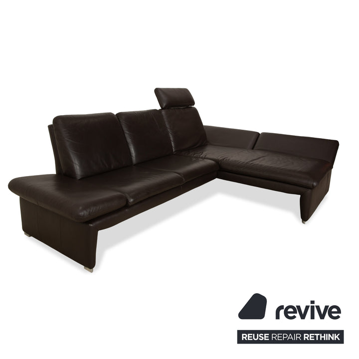 Canapé d'angle en cuir Laauser Pegasus marron foncé, fonction manuelle