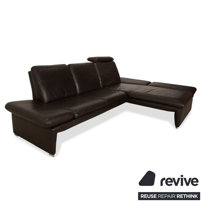 Canapé d'angle en cuir Laauser Pegasus marron foncé, fonction manuelle