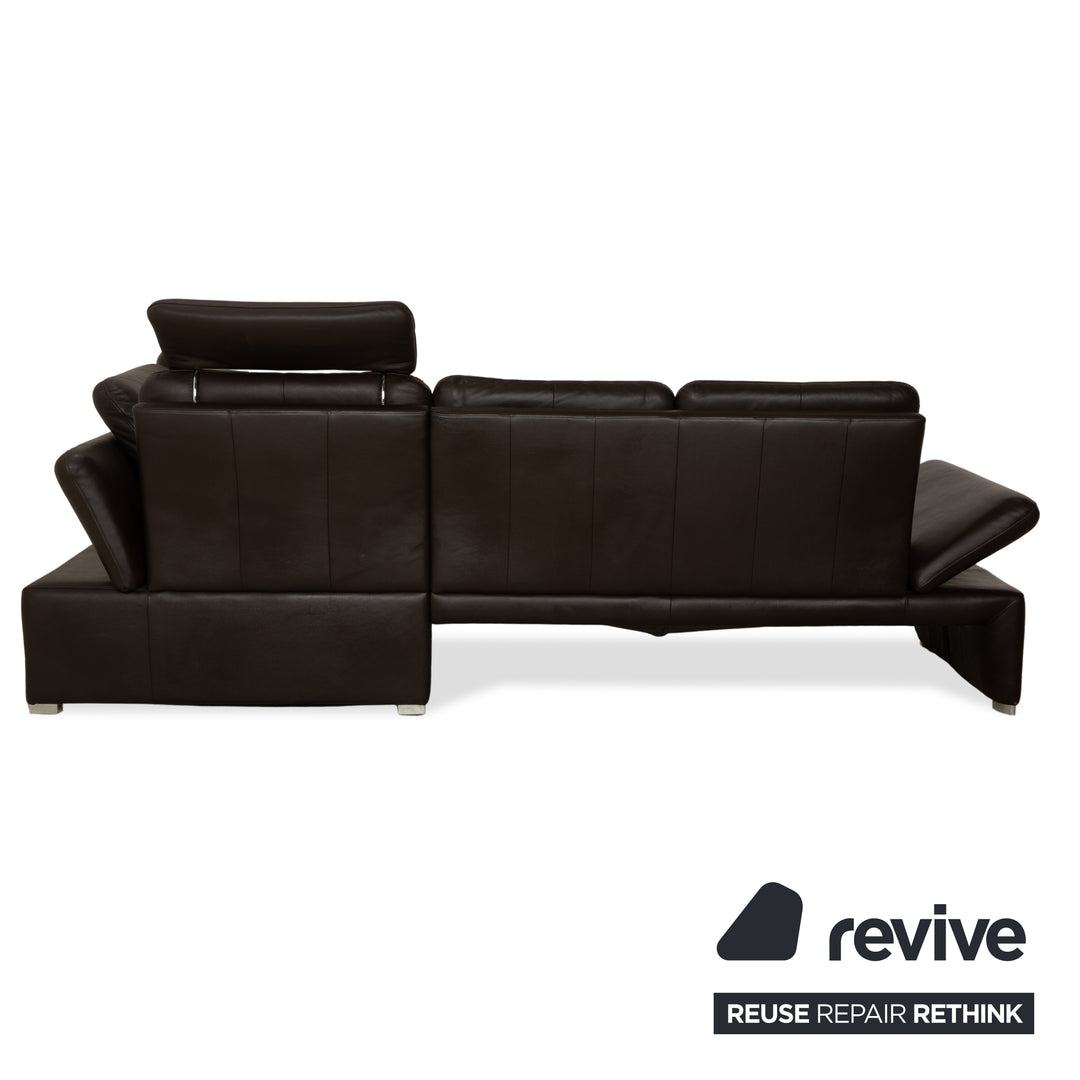 Canapé d'angle en cuir Laauser Pegasus marron foncé, fonction manuelle