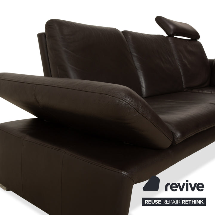 Laauser Pegasus Leder Ecksofa Dunkelbraun Sofa Couch manuelle Funktion
