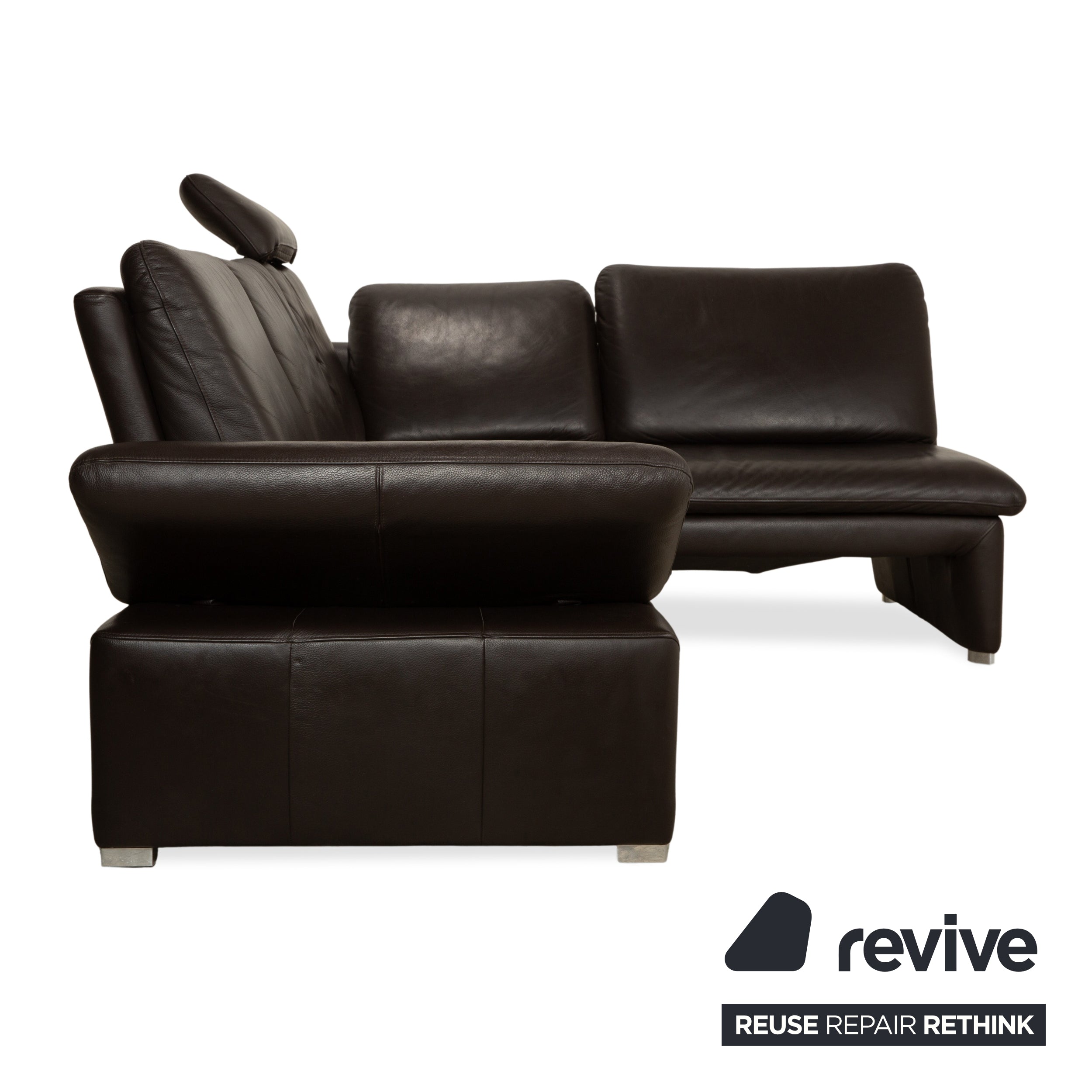 Laauser Pegasus Leder Ecksofa Dunkelbraun Sofa Couch manuelle Funktion