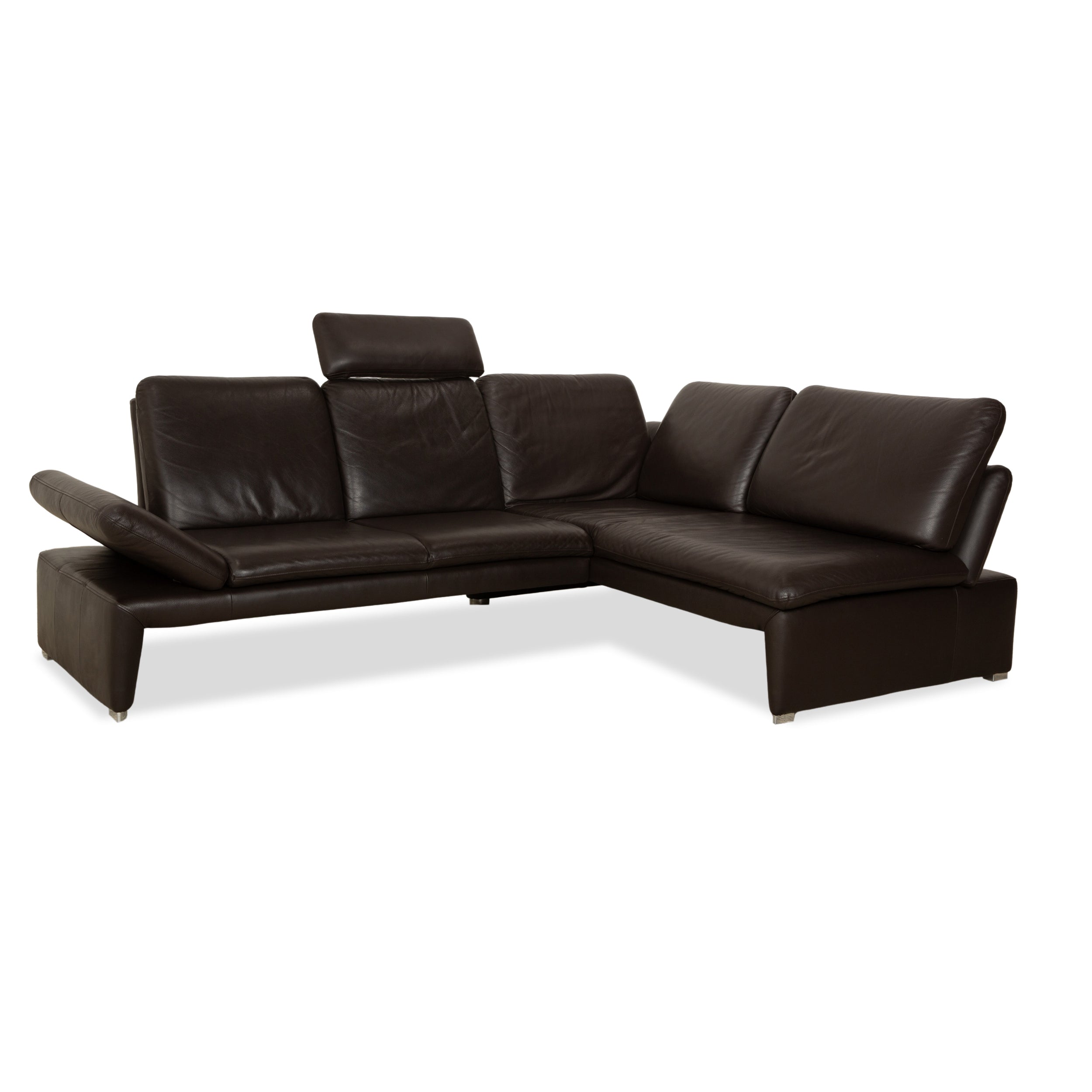Laauser Pegasus Leder Ecksofa Dunkelbraun Sofa Couch manuelle Funktion