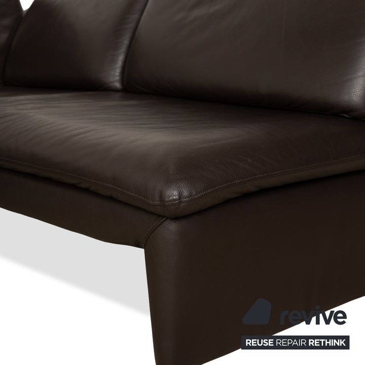 Canapé d'angle en cuir Laauser Pegasus marron foncé, fonction manuelle