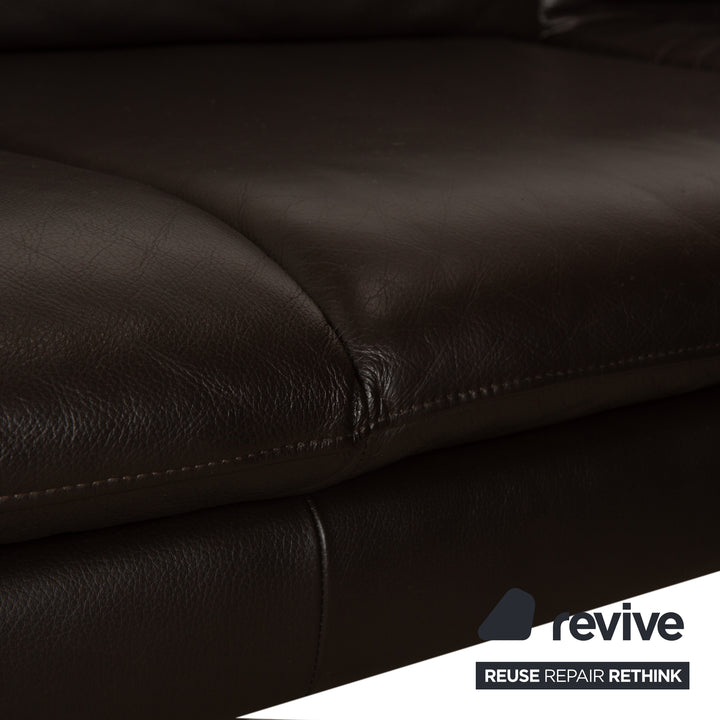 Canapé d'angle en cuir Laauser Pegasus marron foncé, fonction manuelle