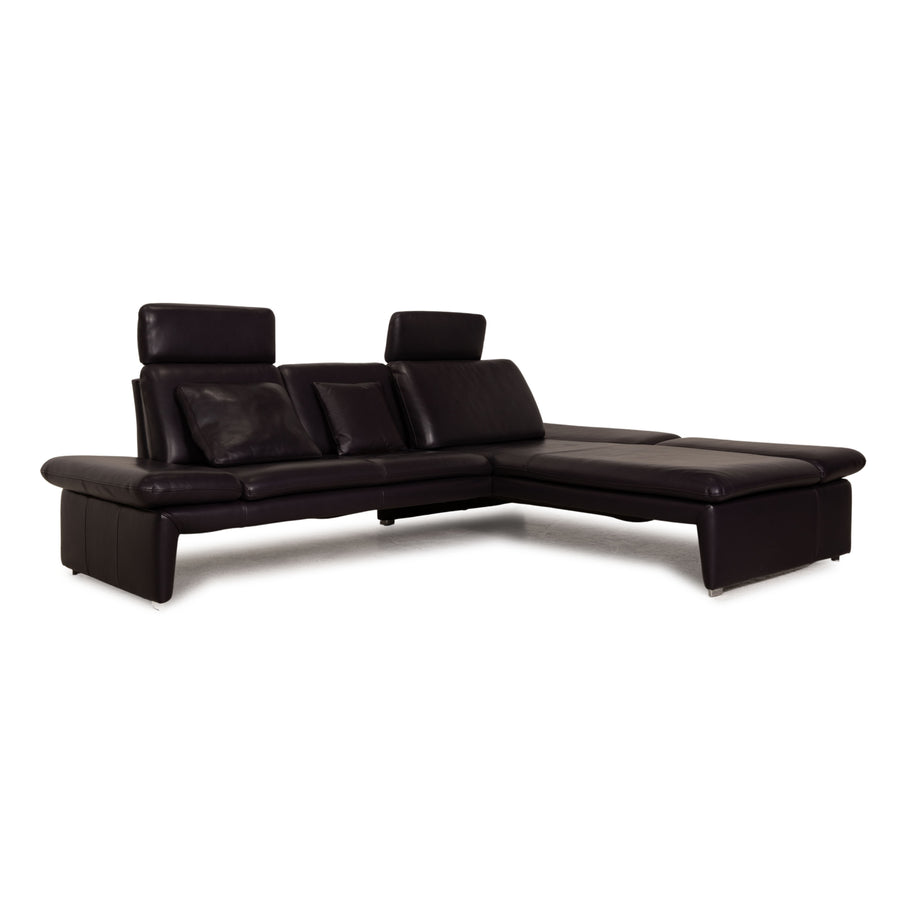Laauser Pegasus leather sofa purple dark purple corner sofa couch function recamier on the right