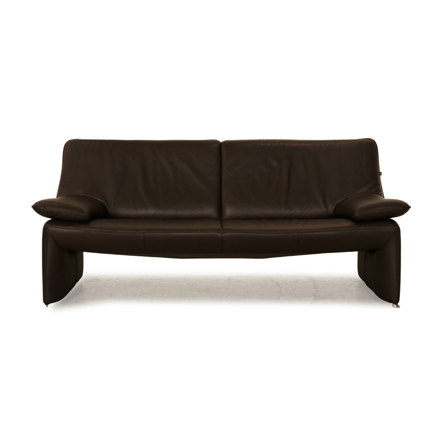 Laauser Plus Leather Three Seater Dark Brown Sofa Couch