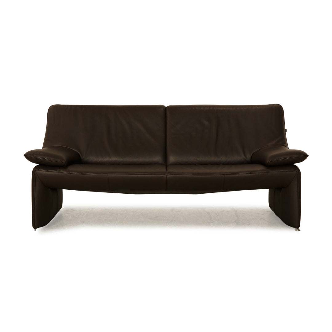 Laauser Plus Leather Three Seater Dark Brown Sofa Couch