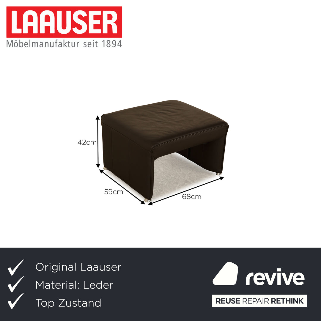 Laauser Plus Leather Stool Dark Brown