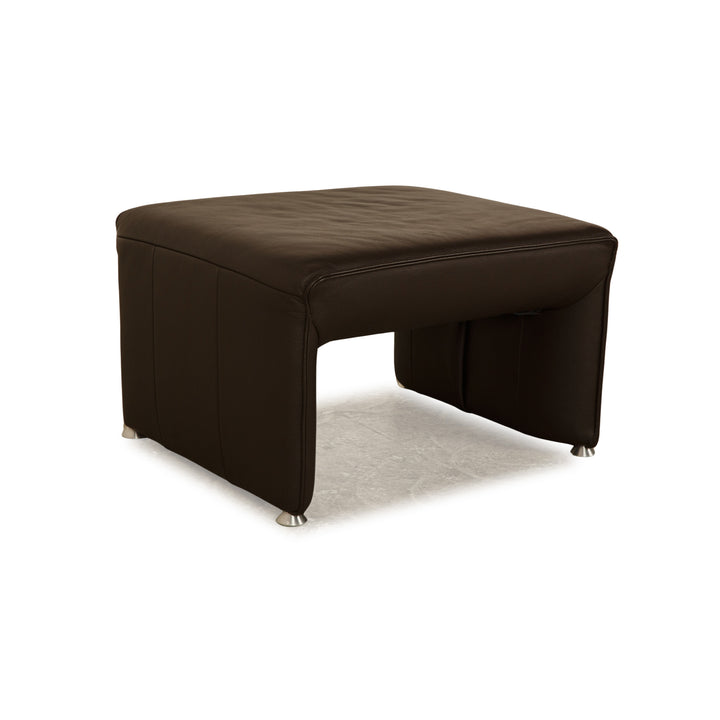 Laauser Plus Leather Stool Dark Brown