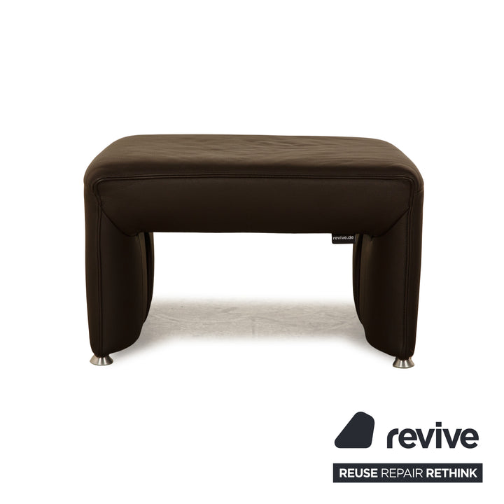 Laauser Plus Leather Stool Dark Brown