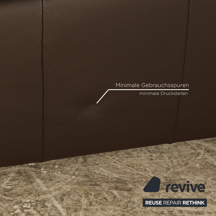 Laauser Plus Leather Sofa Set Dark Brown Three-Seater Two-Seater Stool Couch