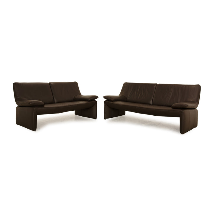 Laauser Plus Leather Sofa Set Dark Brown Two-Seater Three-Seater Couch