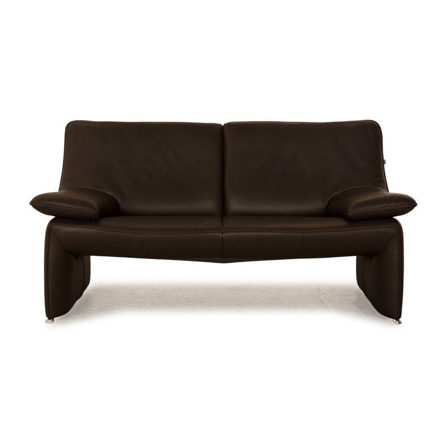 Laauser Plus Leather Two Seater Dark Brown Sofa Couch