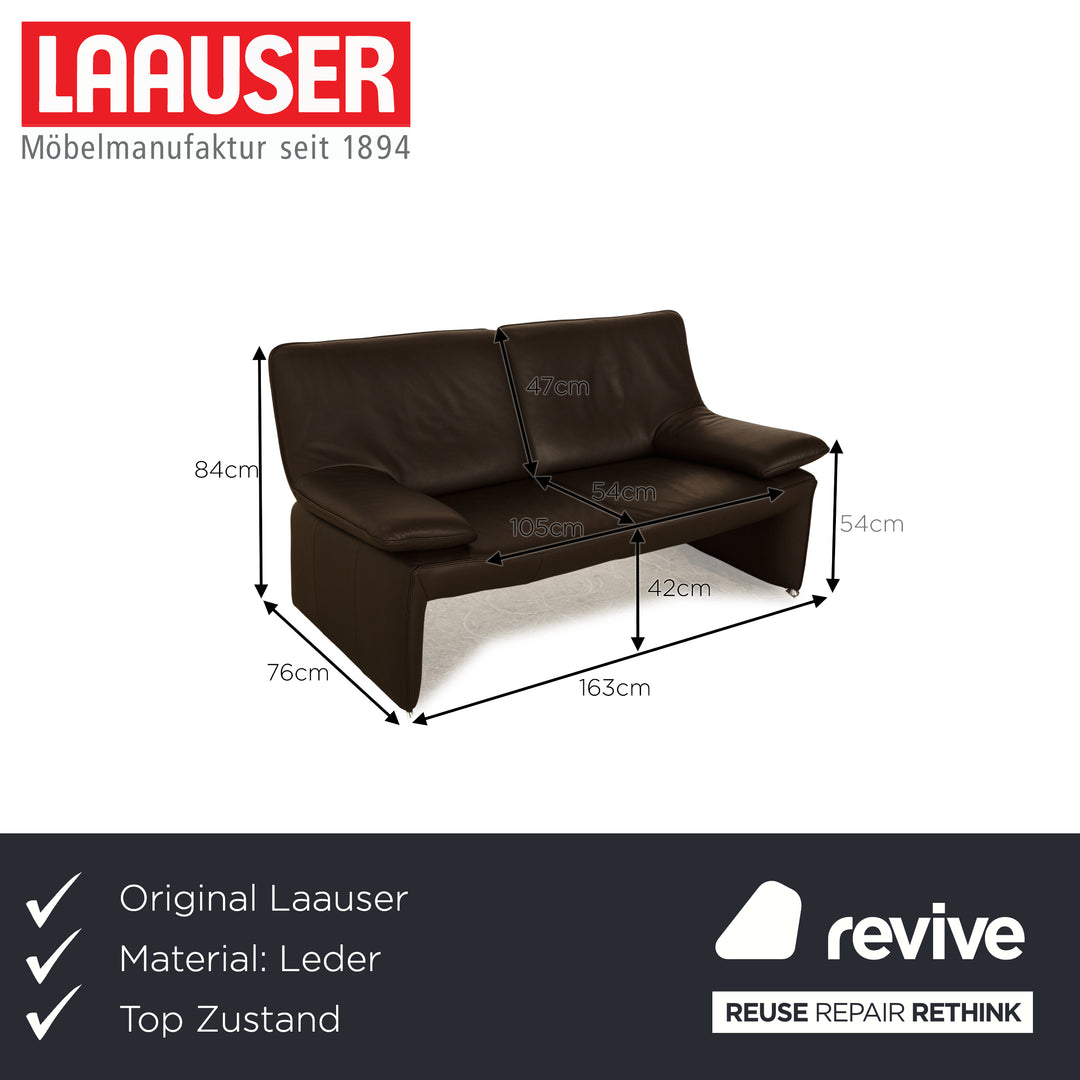 Laauser Plus Leather Two Seater Dark Brown Sofa Couch