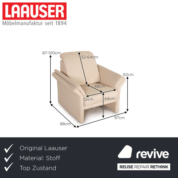 Laaus fabric armchair cream function