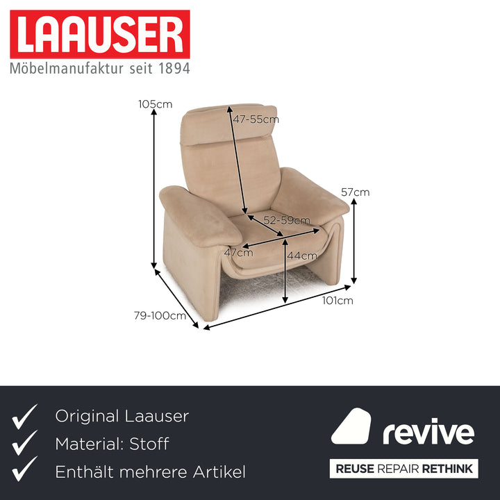 Laaus fabric sofa set beige two-seater armchair stool couch
