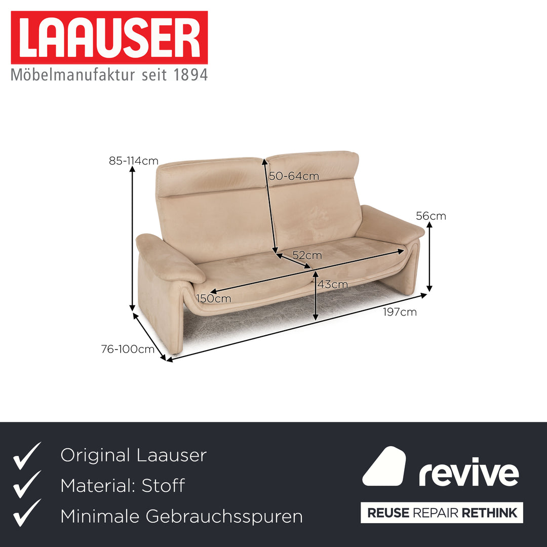 Laauser Stoff Zweisitzer Beige Sofa Couch