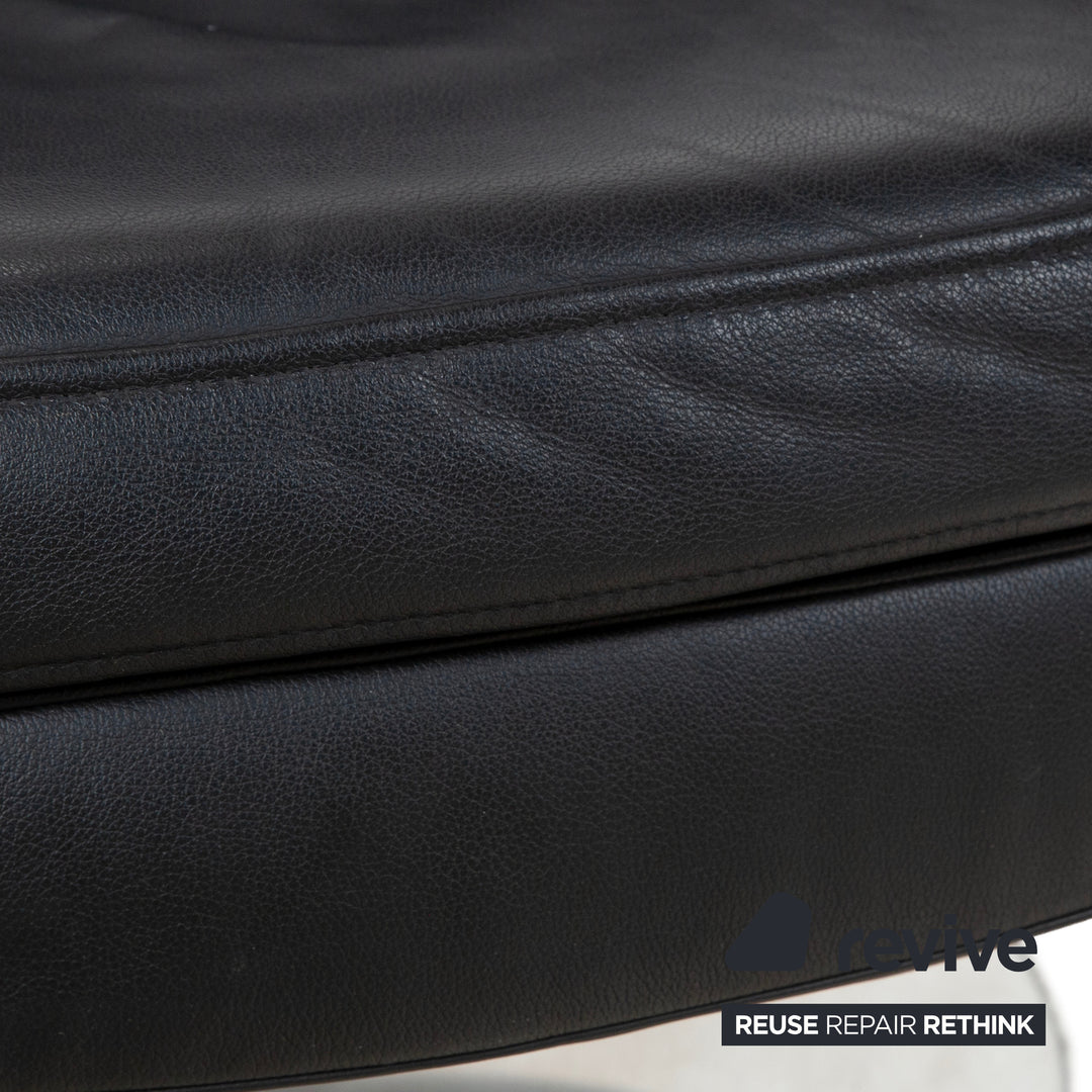 Leder Chrom Sessel Schwarz manuelle Funktion Drehfunktion