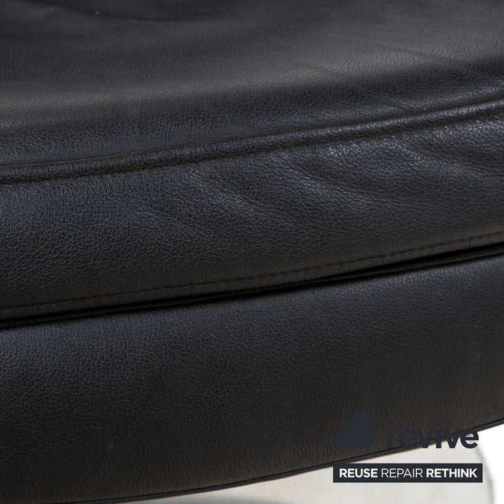 Leder Chrom Sessel Schwarz manuelle Funktion Drehfunktion