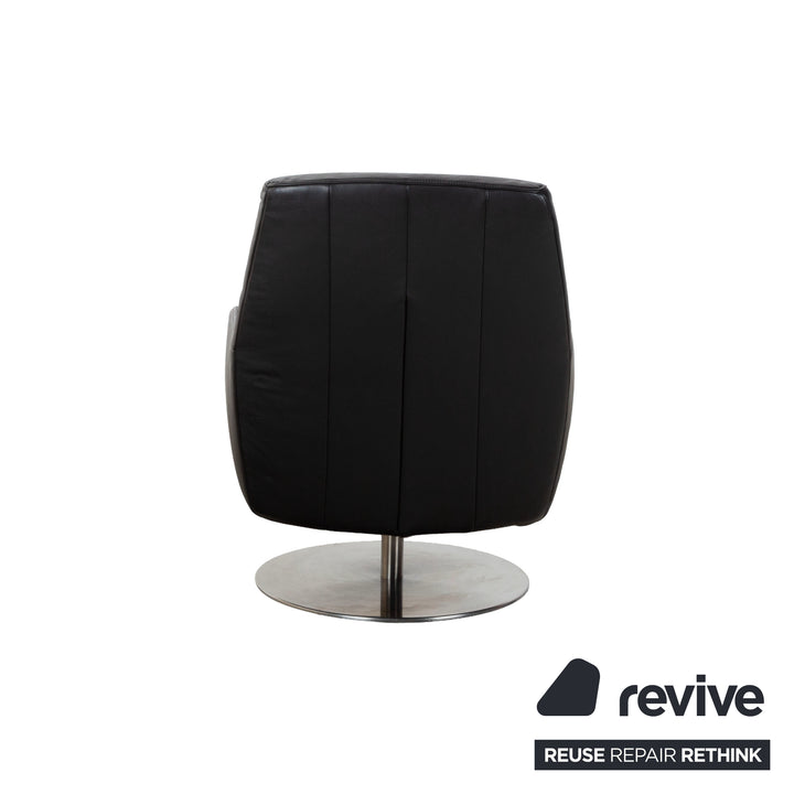 Leder Chrom Sessel Schwarz manuelle Funktion Drehfunktion
