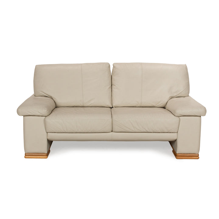 Leder Zweisitzer Beige Sofa Couch