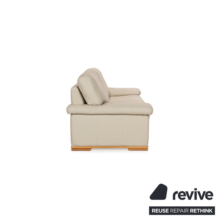 Leder Zweisitzer Beige Sofa Couch